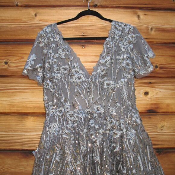 Mac Duggal 20392 Womens EMBELLISHED BUTTERFLY FIT AND FLARE TEA-LENGTH DRESS 10 - Picture 12 of 15